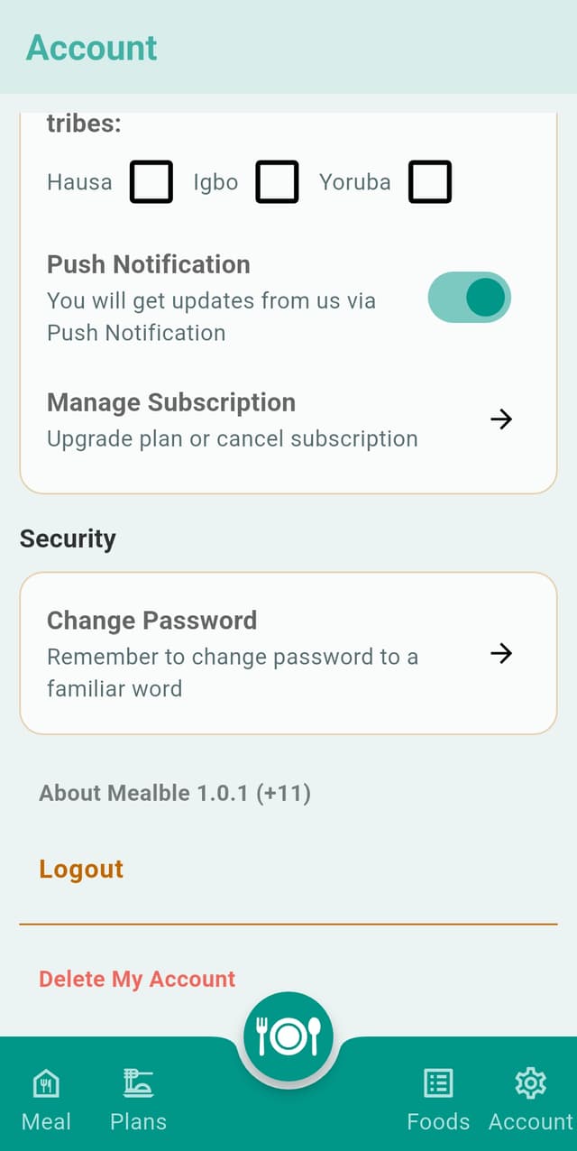 Accessing account settings
